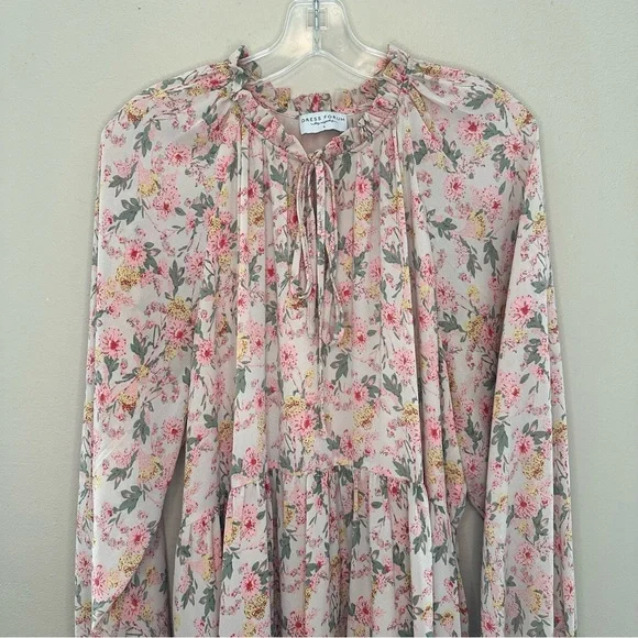 Dress Forum Los Angeles Women’s Floral Sheer Tiered Dress Size Large - Picture 3 of 7